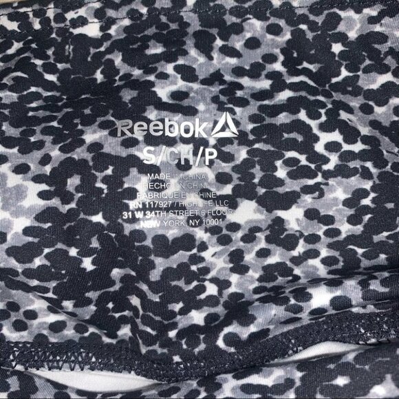 Reebok Leggings Women’s Size Small White Black Grey Spotted High Waisted Pockets - Picture 11 of 13